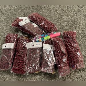 Burgundy bug twists crochet hair 14 inch 16 packs